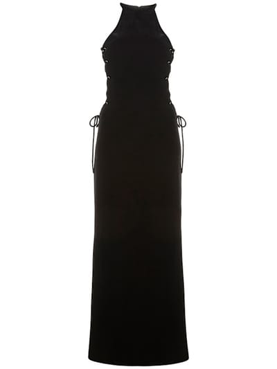 Alessandra Rich: Vestido largo de terciopelo con lazada