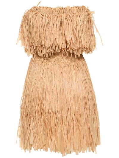 Oscar De La Renta: Strapless mini dress with fringe