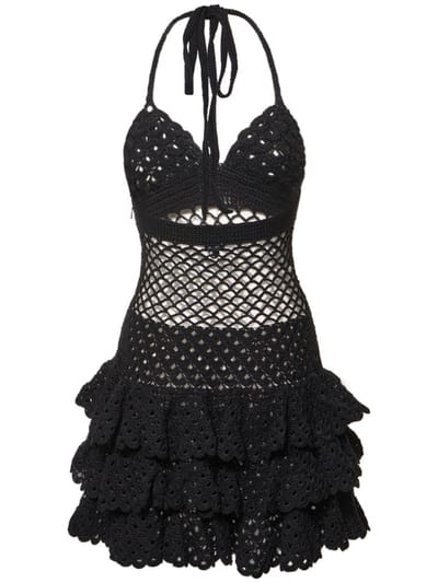Oscar De La Renta: Cotton mini dress with ruffles