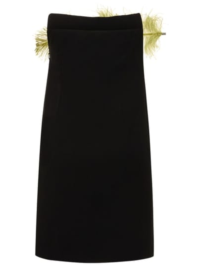 16arlington: Strapless mini dress with feathers
