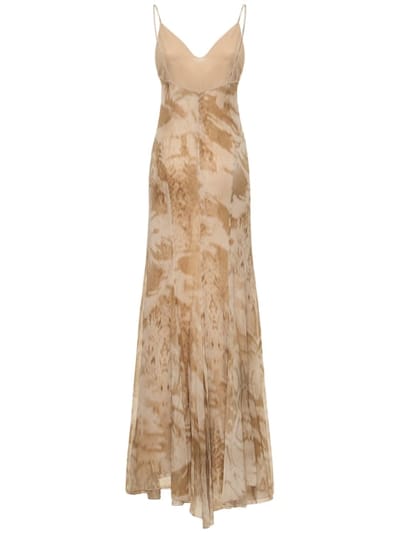 Blumarine: Printed maxi dress with thin straps