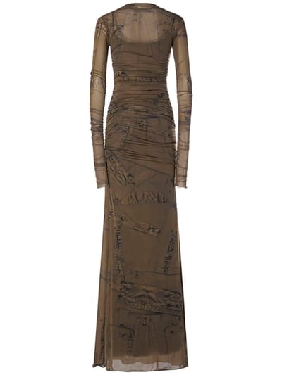 Blumarine: Long stretch dress with ruching