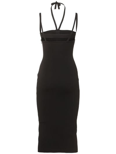 Andreadamo: Ribbed knit balconette midi dress