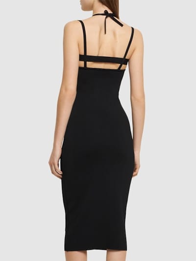 Andreadamo: Ribbed knit balconette midi dress