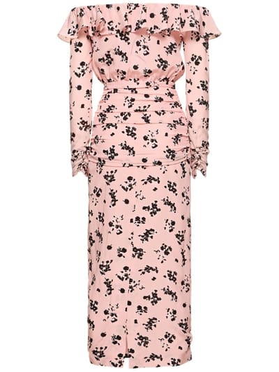 Alessandra Rich: Abito midi in seta con volant