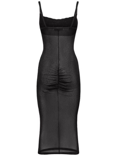 Alessandra Rich: Abito midi in maglia con borchie