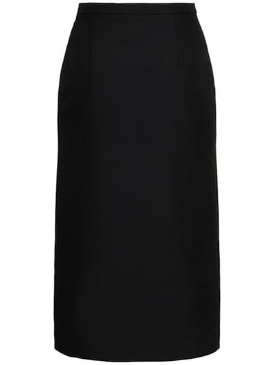 Michael Kors Collection: 羊毛混纺华达呢侧面开叉半身裙