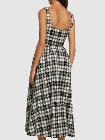 Alessandra Rich: Virgin wool checked midi dress