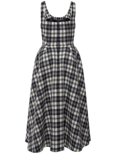 Alessandra Rich: Virgin wool checked midi dress