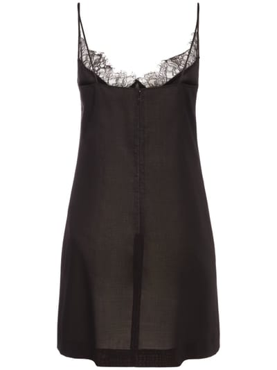Blumarine: Virgin wool mini dress with lace