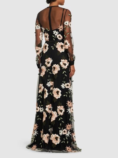 Elie Saab: Abito lungo ricamato con cintura