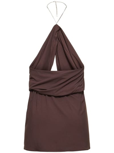 The Attico: Halterneck jersey mini dress