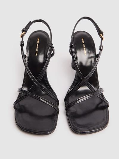 Dries Van Noten: 95毫米金属色皮革凉鞋