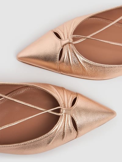 Aquazzura: 10毫米Gabi金属色皮革芭蕾平底鞋