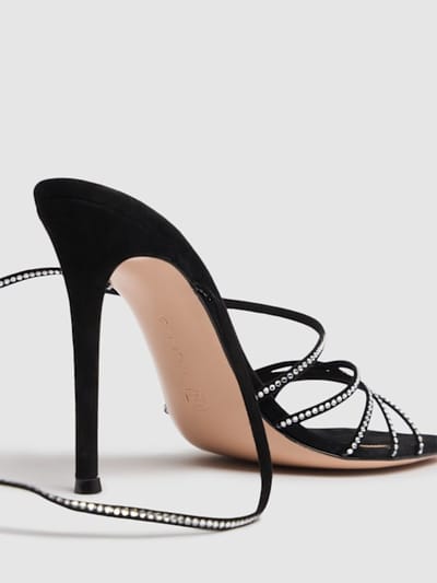 Gianvito Rossi: 105毫米麂皮&水晶凉鞋