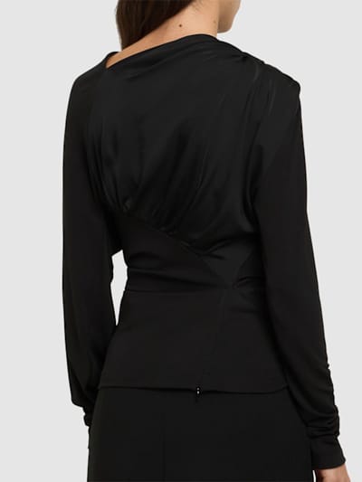Victoria Beckham: 垂褶光滑平纹针织长袖上衣