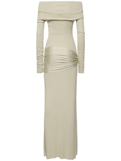 Aya Muse: Vestido largo de punto de seda con drapeado