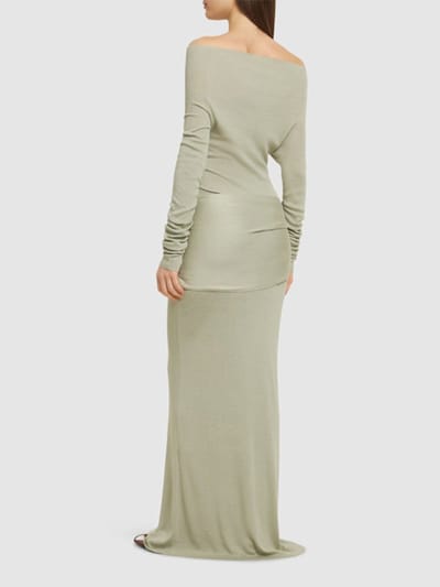 Aya Muse: Vestido largo de punto de seda con drapeado