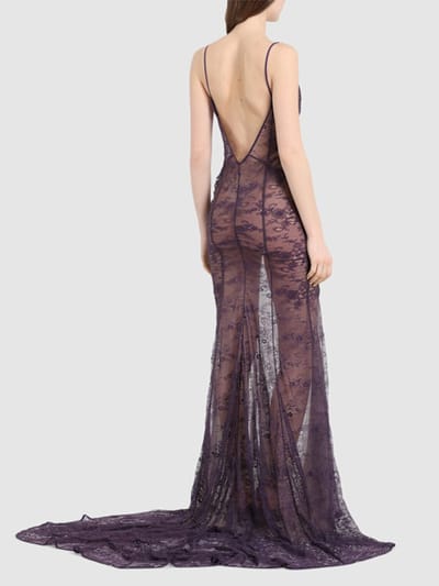 The Attico: Lace maxi dress with train