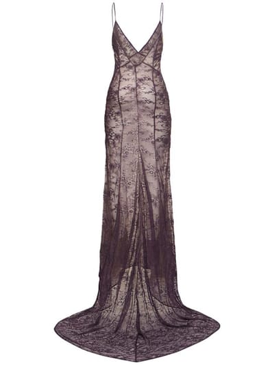 The Attico: Lace maxi dress with train