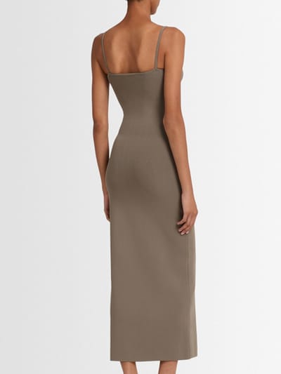 Christopher Esber: Vestido largo de punto escote ondulado