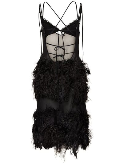 The Attico: Midi dress with ostrich feathers