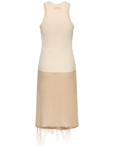 The Attico: Midi dress with feathers and beadwork
