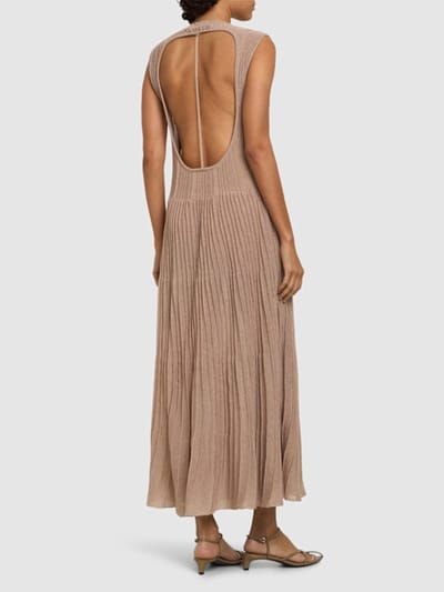 Andreadamo: Pleated knit maxi dress