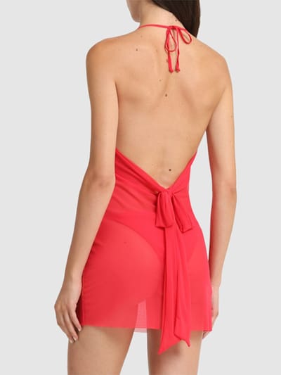 Bond Eye: Minivestido halter con escote drapeado