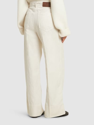 Brunello Cucinelli: 扎染棉&亚麻中腰喇叭腿牛仔裤