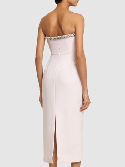 Roland Mouret: Abito midi in crêpe con cristalli
