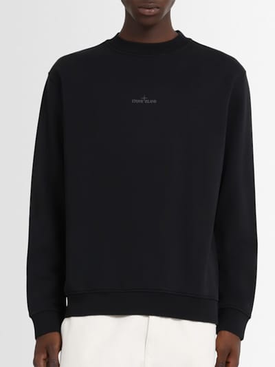 Stone Island: Felpa in cotone con stampa posteriore