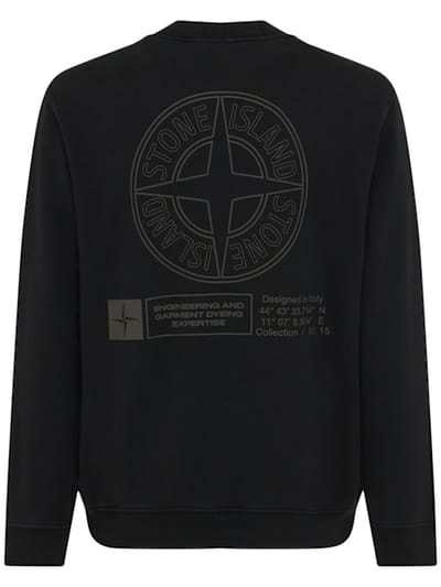 Stone Island: Felpa in cotone con stampa posteriore