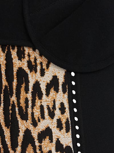 Roberto Cavalli: Robe courte bustier en maille jacquard
