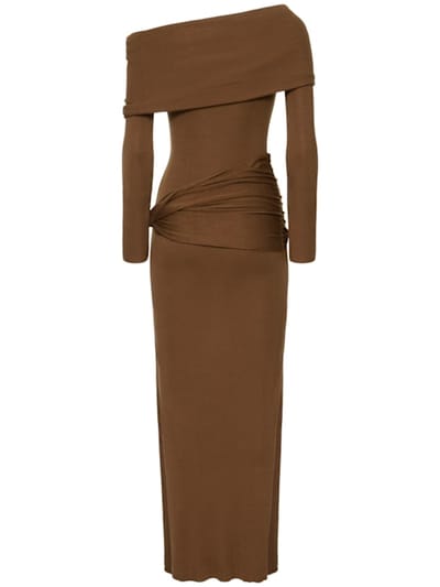 Aya Muse: Vestido largo drapeado de seda