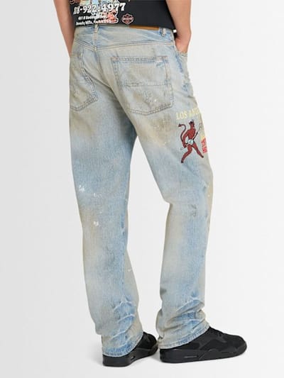 Amiri: 带刺绣细节的宽松牛仔裤