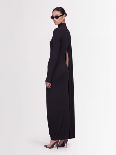Giuseppe Di Morabito: Kleid mit hohem Kragen und drapiertem Ärmel