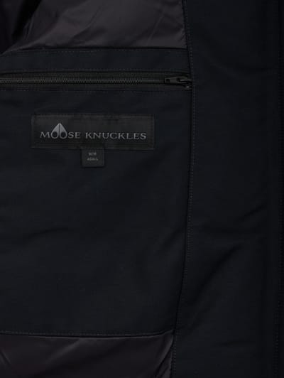 Moose Knuckles: Ballistic cotton down bomber w/ fur trim