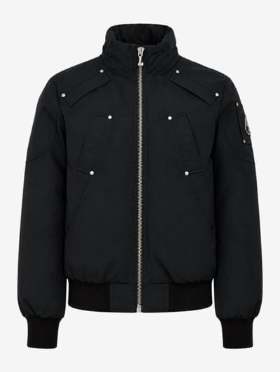 Moose Knuckles: Ballistic cotton down bomber w/ fur trim