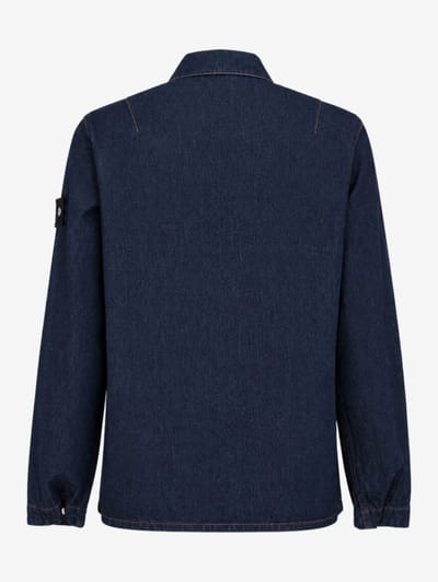 Stone Island: Cotton denim zip up casual jacket