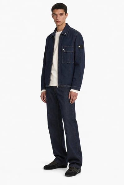 Stone Island: Cotton denim zip up casual jacket