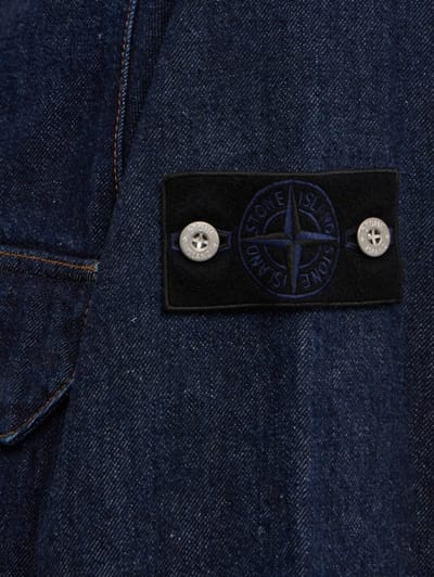 Stone Island: Cotton denim zip up casual jacket