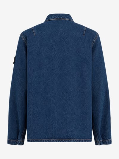 Stone Island: Cotton denim zip up casual jacket