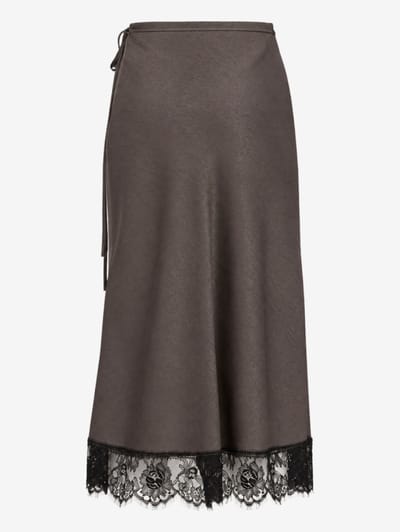 MSGM: Wrap satin skirt with lace
