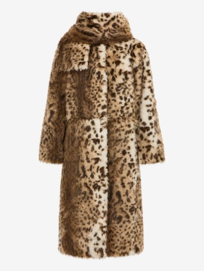 LA PISCINE: Leopard faux-fur long coat