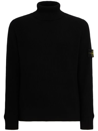 Stone Island: Logo cotton turtle neck sweater