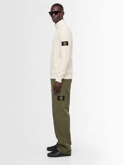 Stone Island: Logo cotton turtle neck sweater