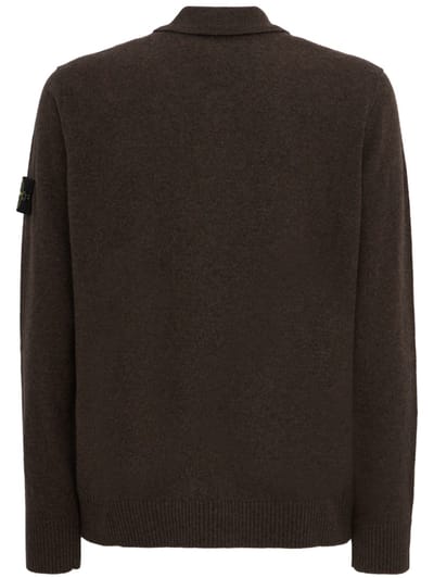 Stone Island: Logo圆领针织POLO毛衣