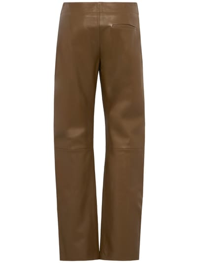 Khaite: Mita lambskin pleated trousers