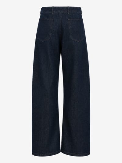 Lemaire: Twisted denim trousers with leather belt